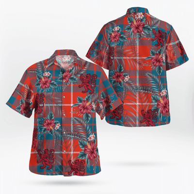 Clan Hamilton Ancient Tartan Scottish Lion Hawaiian Shirt EK38