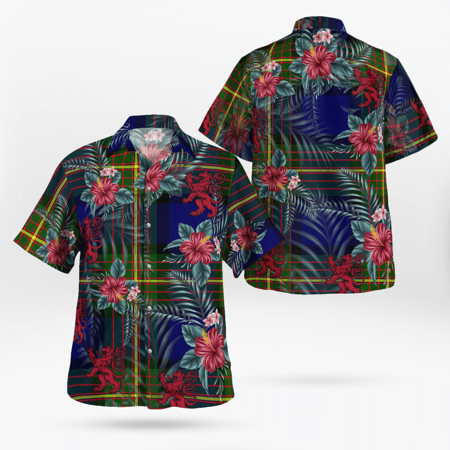 Clan Muir Tartan Scottish Lion Hawaiian Shirt VY75 Muir Tartan Tartan Hawaii Shirt   