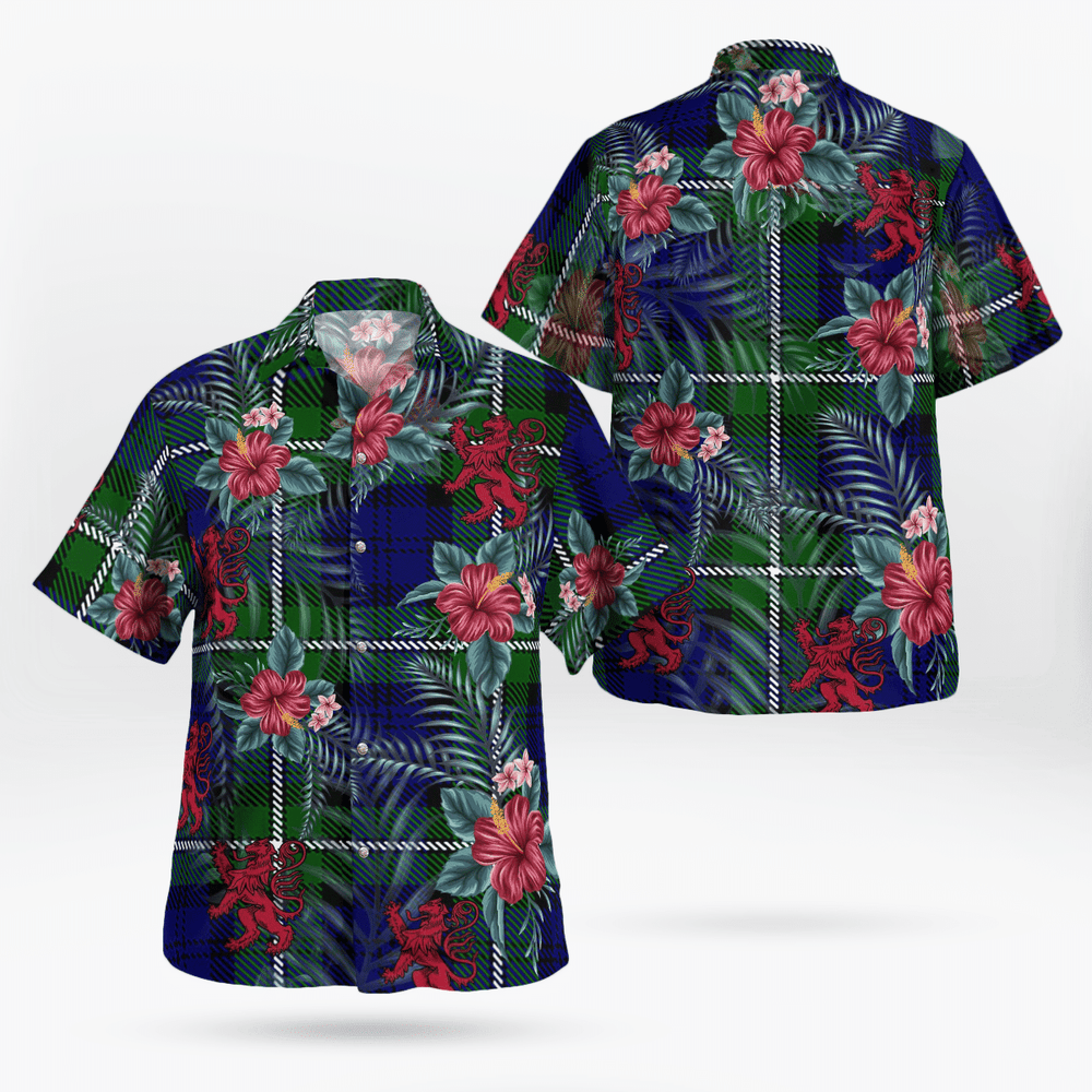 Clan Meldrum Forbes Tartan Scottish Lion Hawaiian Shirt ID19 Meldrum Forbes Tartan Tartan Hawaii Shirt   