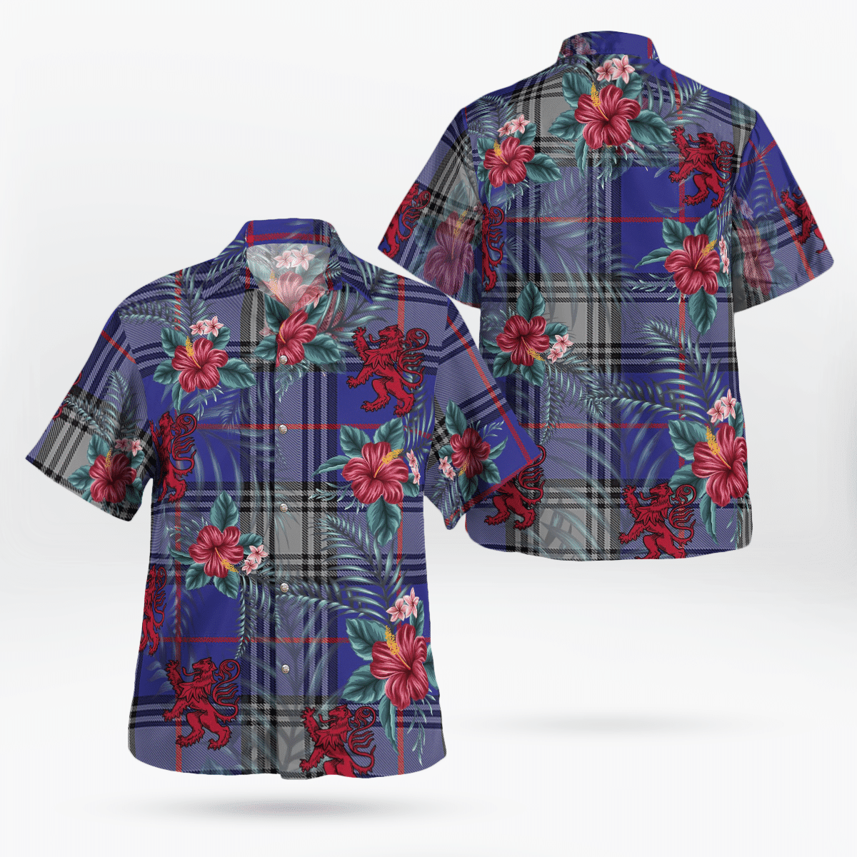 Clan Kinnaird Tartan Scottish Lion Hawaiian Shirt AI18 Kinnaird Tartan Tartan Hawaii Shirt   