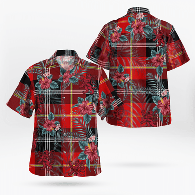 Clan Marjoribanks Tartan Scottish Lion Hawaiian Shirt IJ46