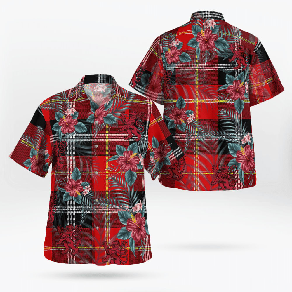 Clan Marjoribanks Tartan Scottish Lion Hawaiian Shirt IJ46 Marjoribanks Tartan Tartan Hawaii Shirt   
