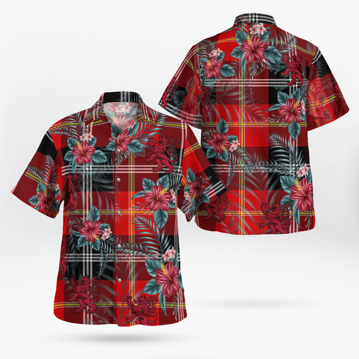Clan Marjoribanks Tartan Scottish Lion Hawaiian Shirt IJ46 Marjoribanks Tartan Tartan Hawaii Shirt   