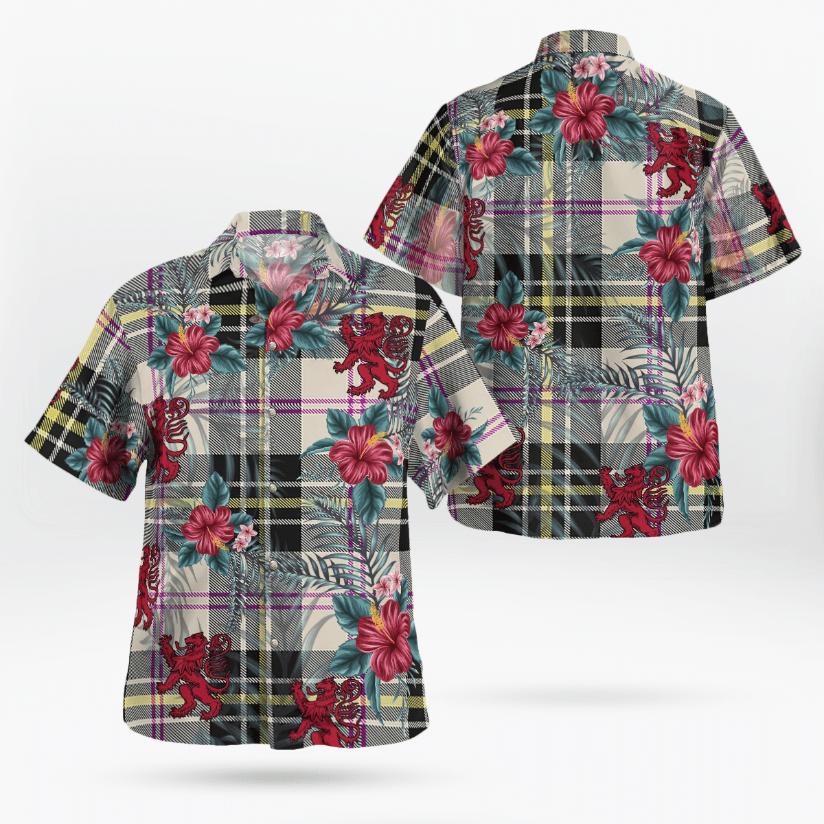 Clan MacPherson Dress Ancient Tartan Scottish Lion Hawaiian Shirt GY62 MacPherson Dress Ancient Tartan Tartan Hawaii Shirt   