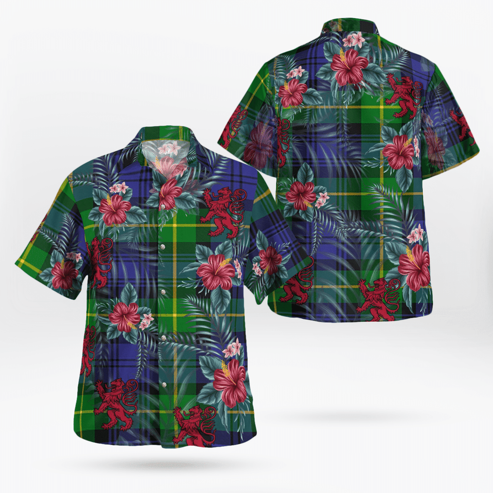Clan Gordon Modern Tartan Scottish Lion Hawaiian Shirt RF90 Gordon Modern Tartan Tartan Hawaii Shirt   