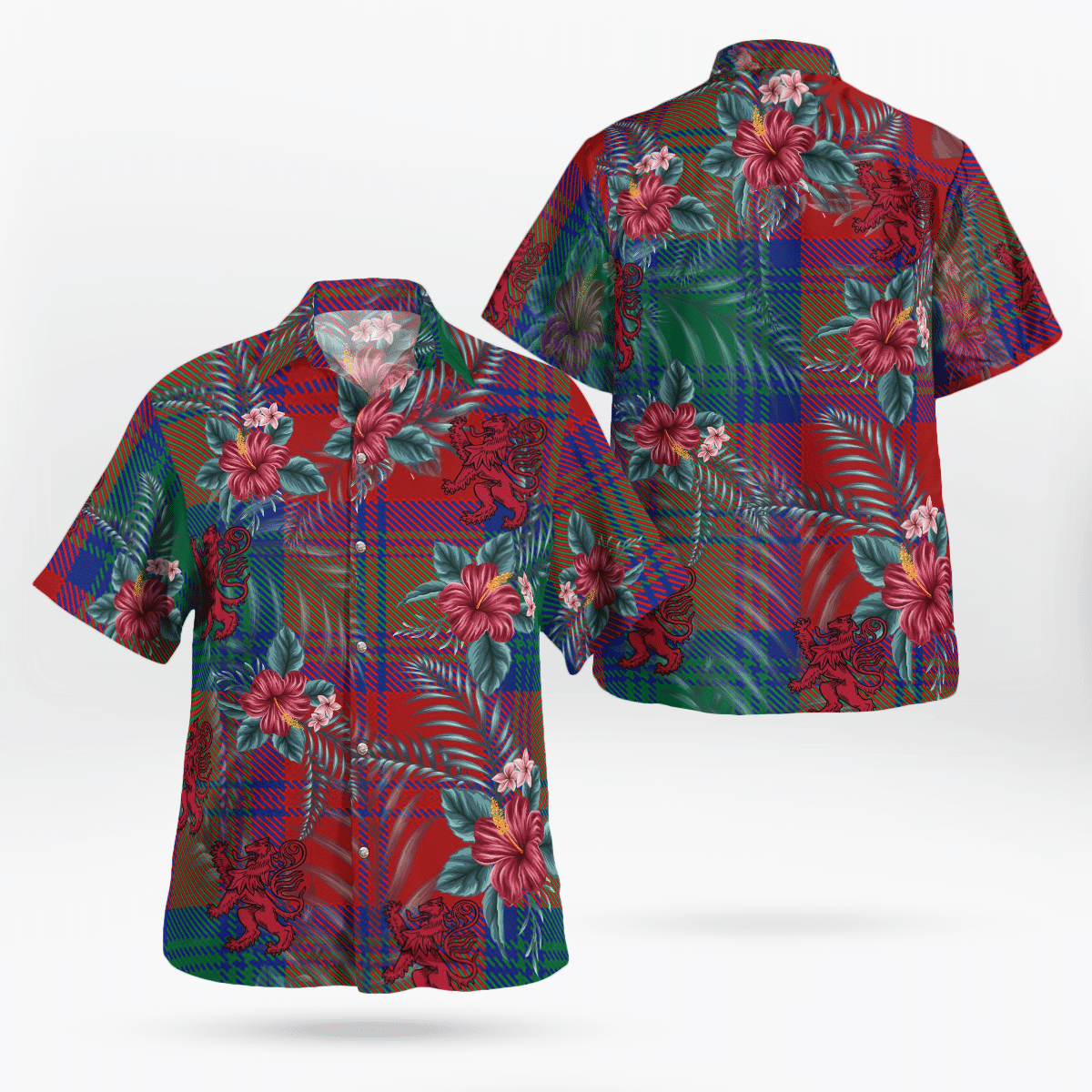 Clan Lindsay Modern Tartan Scottish Lion Hawaiian Shirt HO73 Lindsay Modern Tartan Tartan Hawaii Shirt   