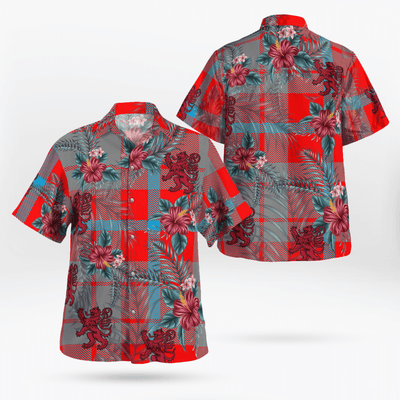 Clan Moubray Tartan Scottish Lion Hawaiian Shirt
