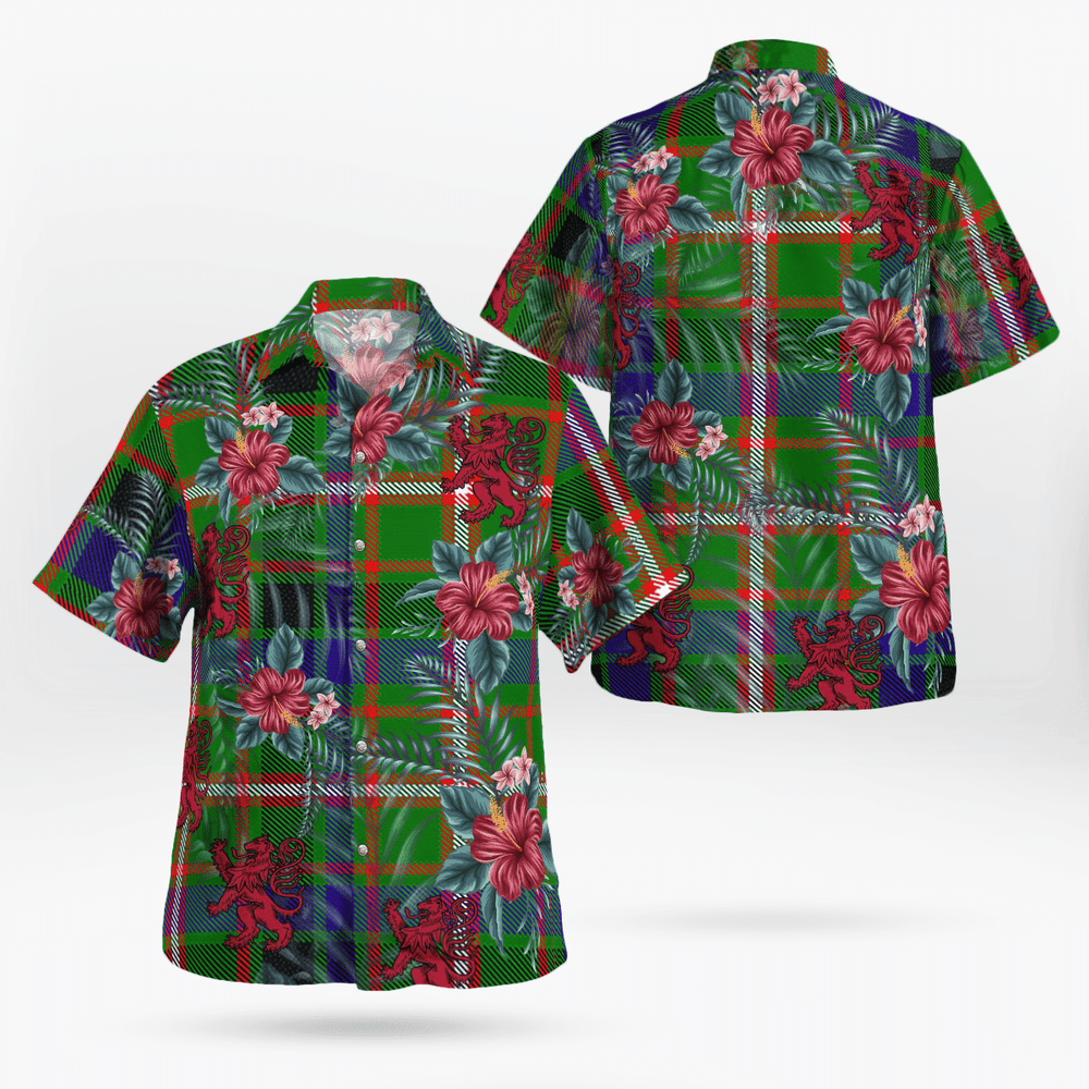 Clan Reid Green Tartan Scottish Lion Hawaiian Shirt FV94 Reid Green Tartan Tartan Hawaii Shirt   