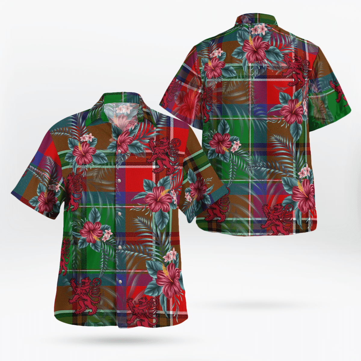 Clan MacCulloch Tartan Scottish Lion Hawaiian Shirt CR78 MacCulloch Tartan Tartan Hawaii Shirt   