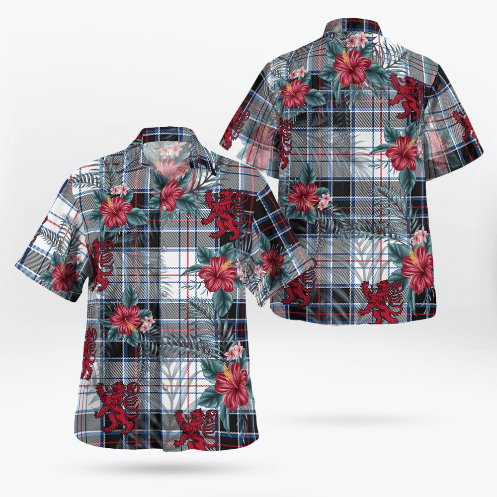 Clan MacRae Dress Modern Tartan Scottish Lion Hawaiian Shirt JS47 MacRae Dress Modern Tartan Tartan Hawaii Shirt   