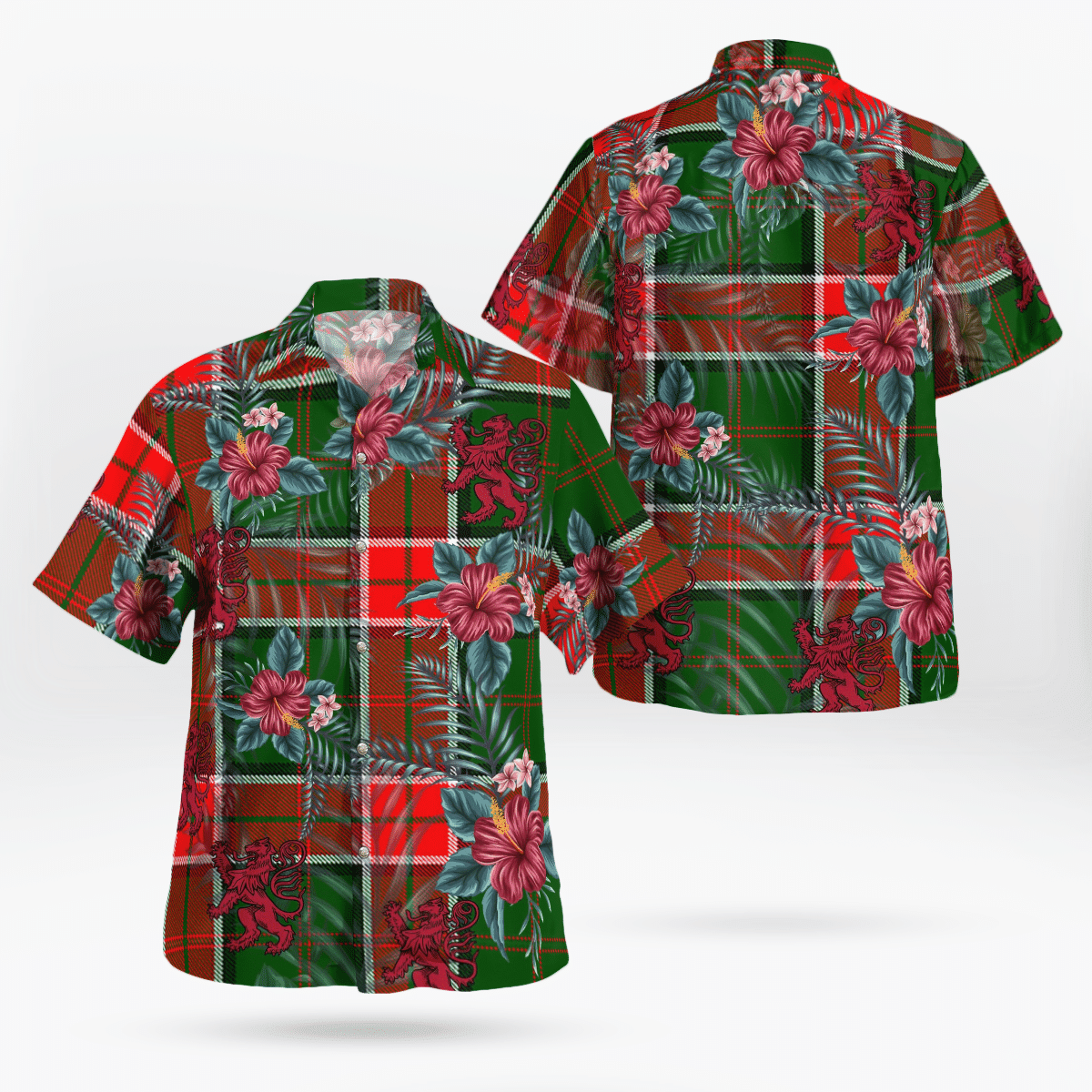 Clan Pollock Modern Tartan Scottish Lion Hawaiian Shirt ZX90 Pollock Modern Tartan Tartan Hawaii Shirt   