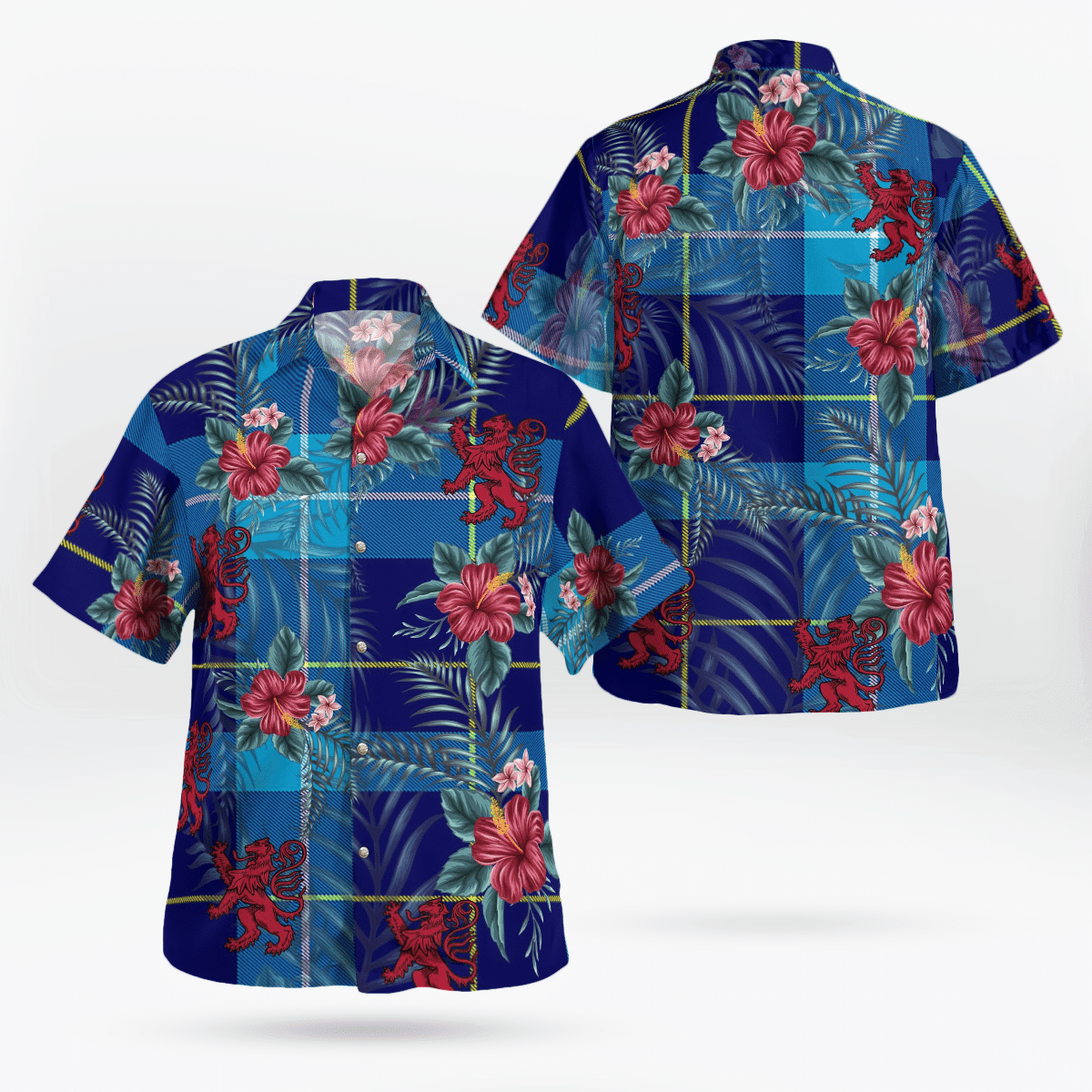 Clan McKerrell Tartan Scottish Lion Hawaiian Shirt RU93 McKerrell Tartan Tartan Hawaii Shirt   