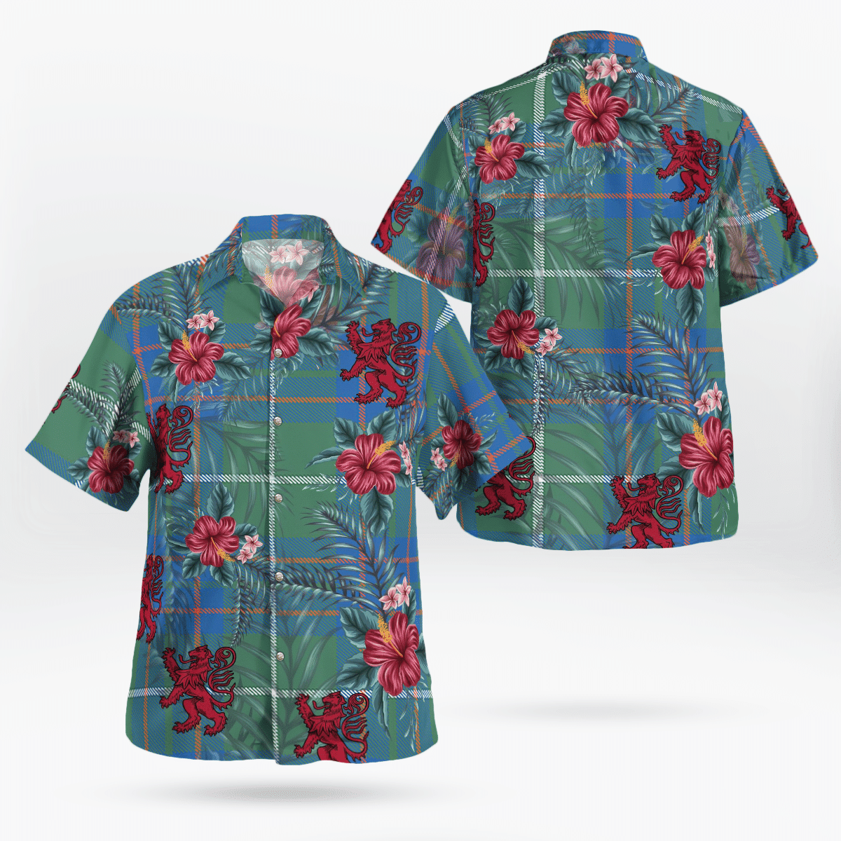 Clan MacIntyre Hunting Ancient Tartan Scottish Lion Hawaiian Shirt LY15 MacIntyre Hunting Ancient Tartan Tartan Hawaii Shirt   