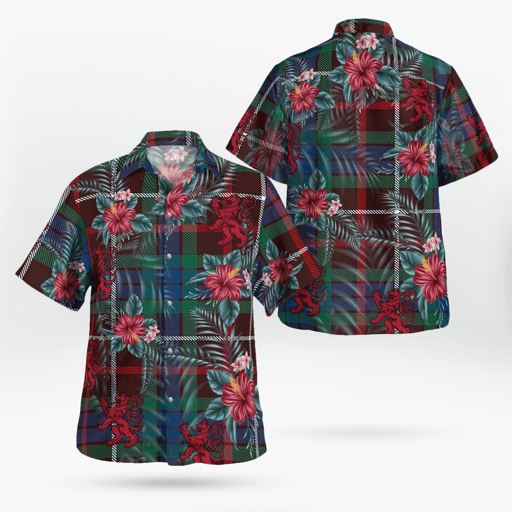 Clan Fraser Hunting Ancient Tartan Scottish Lion Hawaiian Shirt GY65 Fraser Hunting Ancient Tartan Tartan Hawaii Shirt   