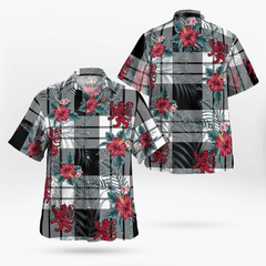 Clan Clan MacFarlane Black & White Tartan Scottish Lion Hawaiian Shirt GP45 MacFarlane Black & White Tartan Tartan Hawaii Shirt   