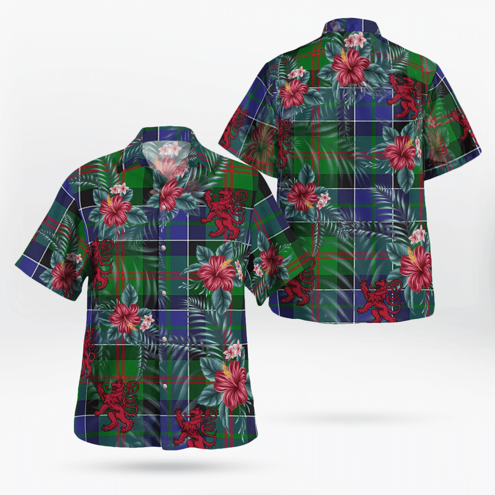 Clan Paterson Tartan Scottish Lion Hawaiian Shirt XZ25 Paterson Tartan Tartan Hawaii Shirt   