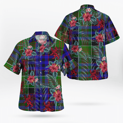 Clan Newman Tartan Scottish Lion Hawaiian Shirt