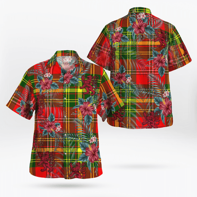 Clan Leask Tartan Scottish Lion Hawaiian Shirt BO34
