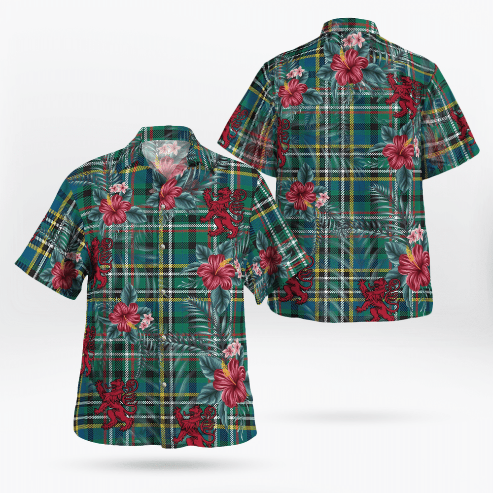 Clan Scott Green Ancient Tartan Scottish Lion Hawaiian Shirt IH25 Scott Green Ancient Tartan Tartan Hawaii Shirt   