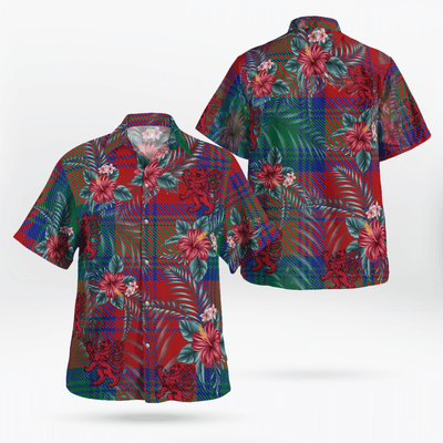Clan Lindsay Modern Tartan Scottish Lion Hawaiian Shirt OK88