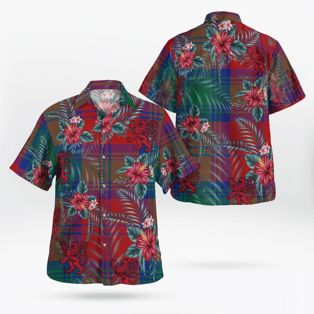 Clan Lindsay Modern Tartan Scottish Lion Hawaiian Shirt OK88 Lindsay Modern Tartan Tartan Hawaii Shirt   