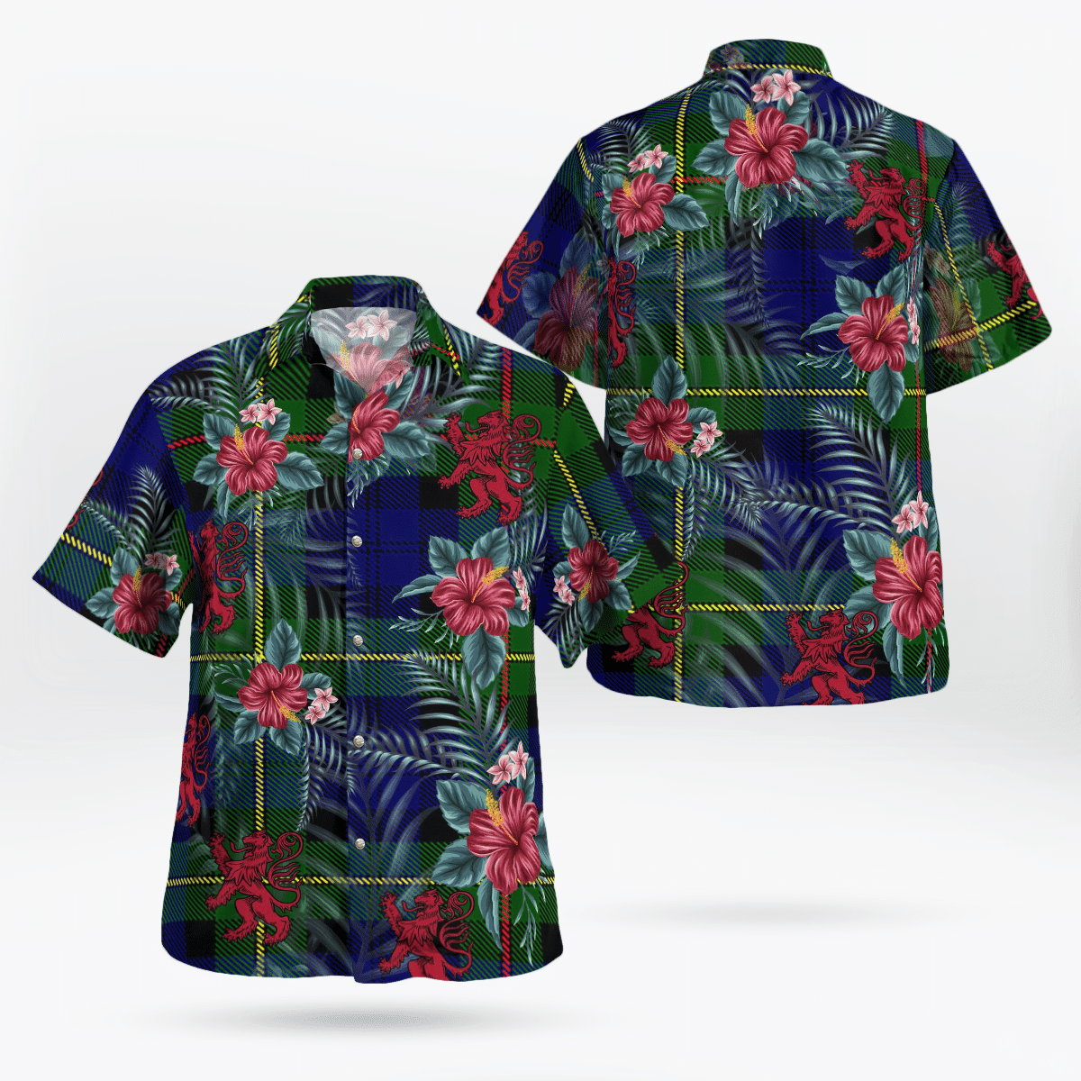 Clan MacEwen Modern Tartan Scottish Lion Hawaiian Shirt MQ75 MacEwen Modern Tartan Tartan Hawaii Shirt   