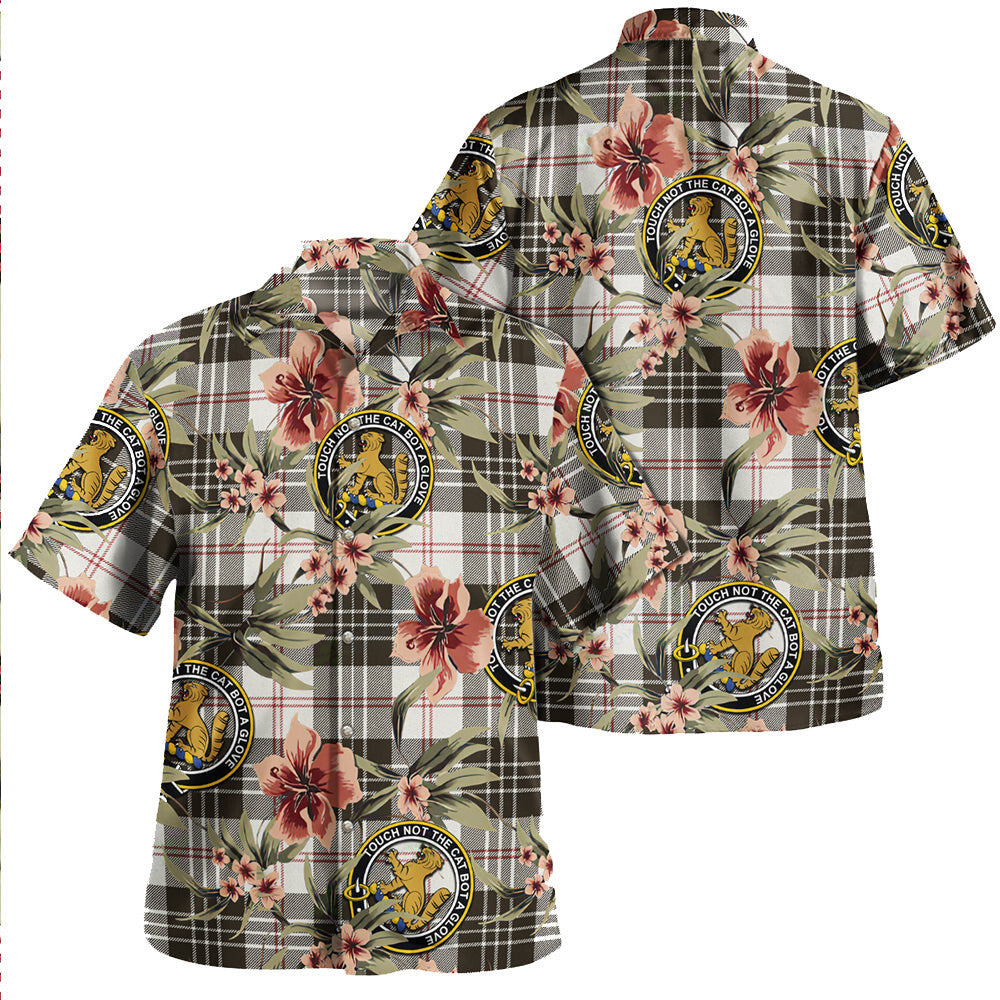 Clan MacPherson of Cluny Black & White Tartan Crest Badge Aloha Hawaiian Shirt Tropical Old Style SQ79 MacPherson of Cluny Black & White Tartan Tartan Today   