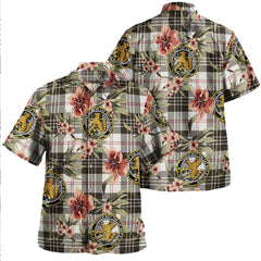 Clan MacPherson of Cluny Black & White Tartan Crest Badge Aloha Hawaiian Shirt Tropical Old Style SQ79 MacPherson of Cluny Black & White Tartan Tartan Today   