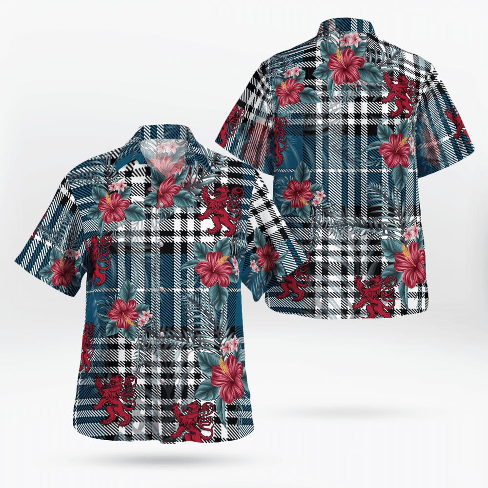 Clan Napier Modern Tartan Scottish Lion Hawaiian Shirt JO38 Napier Modern Tartan Tartan Hawaii Shirt   