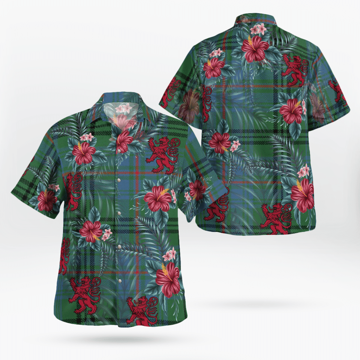 Clan Walker Hunting Ancient Tartan Scottish Lion Hawaiian Shirt GZ52 Walker Hunting Ancient Tartan Tartan Hawaii Shirt   