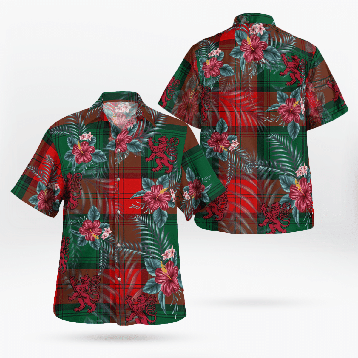 Clan Clan Stewart Atholl Modern Tartan Scottish Lion Hawaiian Shirt GX52 Stewart Atholl Modern Tartan Tartan Hawaii Shirt   