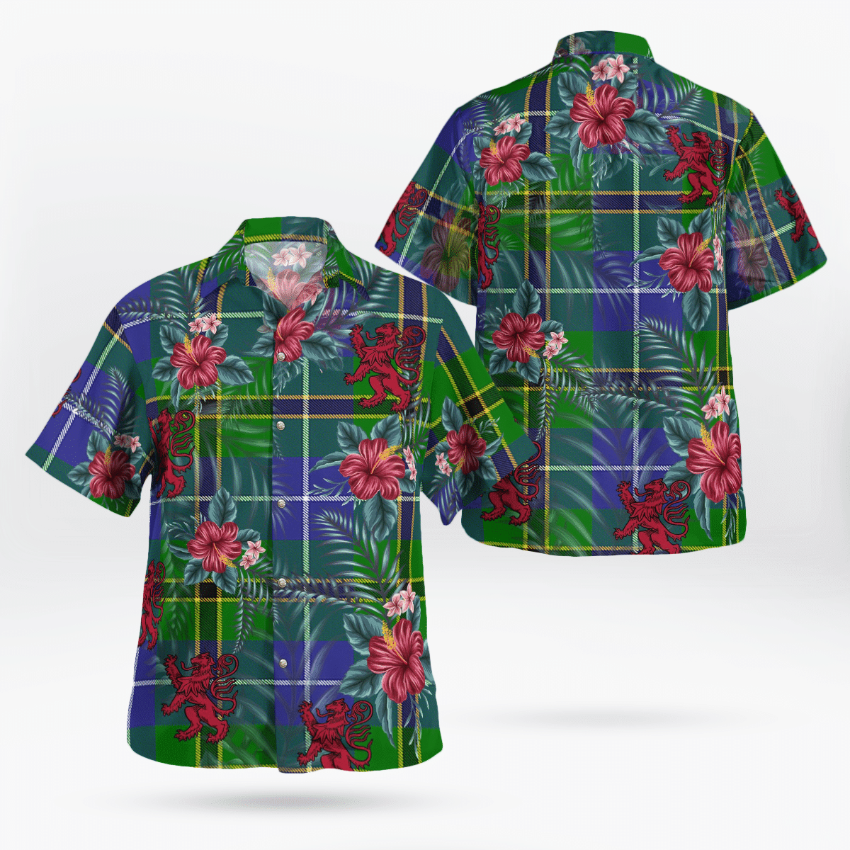 Clan Turnbull Hunting Tartan Scottish Lion Hawaiian Shirt XO56 Turnbull Hunting Tartan Tartan Hawaii Shirt   