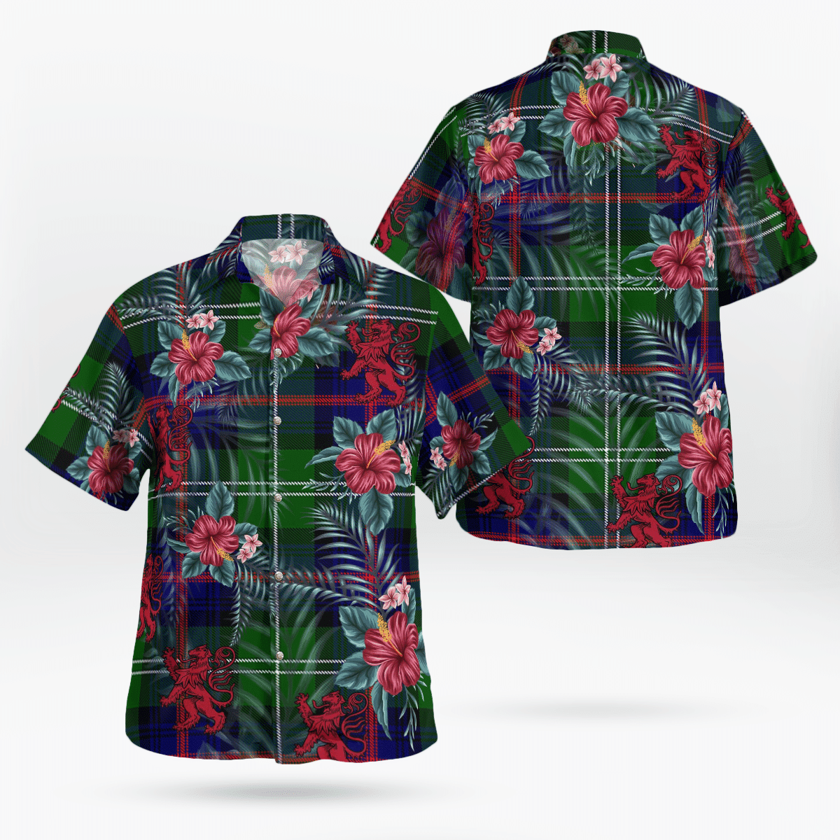 Clan Sutherland Modern Tartan Scottish Lion Hawaiian Shirt SF73 Sutherland Modern Tartan Tartan Hawaii Shirt   