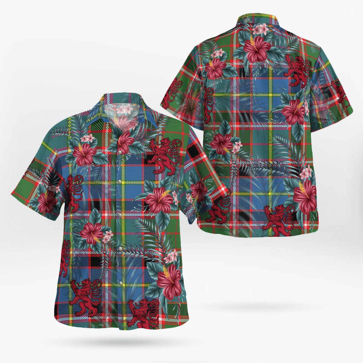 Clan Stirling (of Cadder-Present Chief) Tartan Scottish Lion Hawaiian Shirt VN17 Stirling (of Cadder-Present Chief) Tartan Tartan Hawaii Shirt   