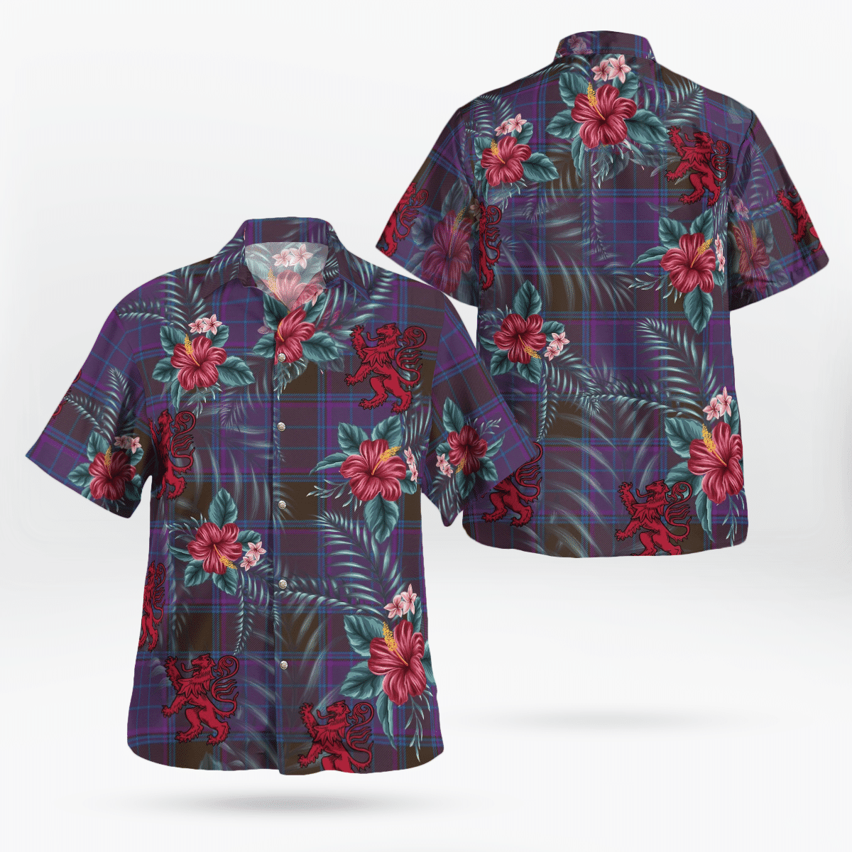 Clan Phillips Tartan Scottish Lion Hawaiian Shirt KP41 Phillips Tartan Tartan Hawaii Shirt   