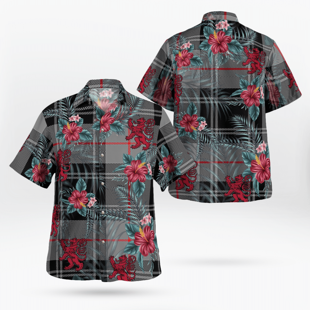 Clan Moffat Modern Tartan Scottish Lion Hawaiian Shirt GK83 Moffat Modern Tartan Tartan Hawaii Shirt   