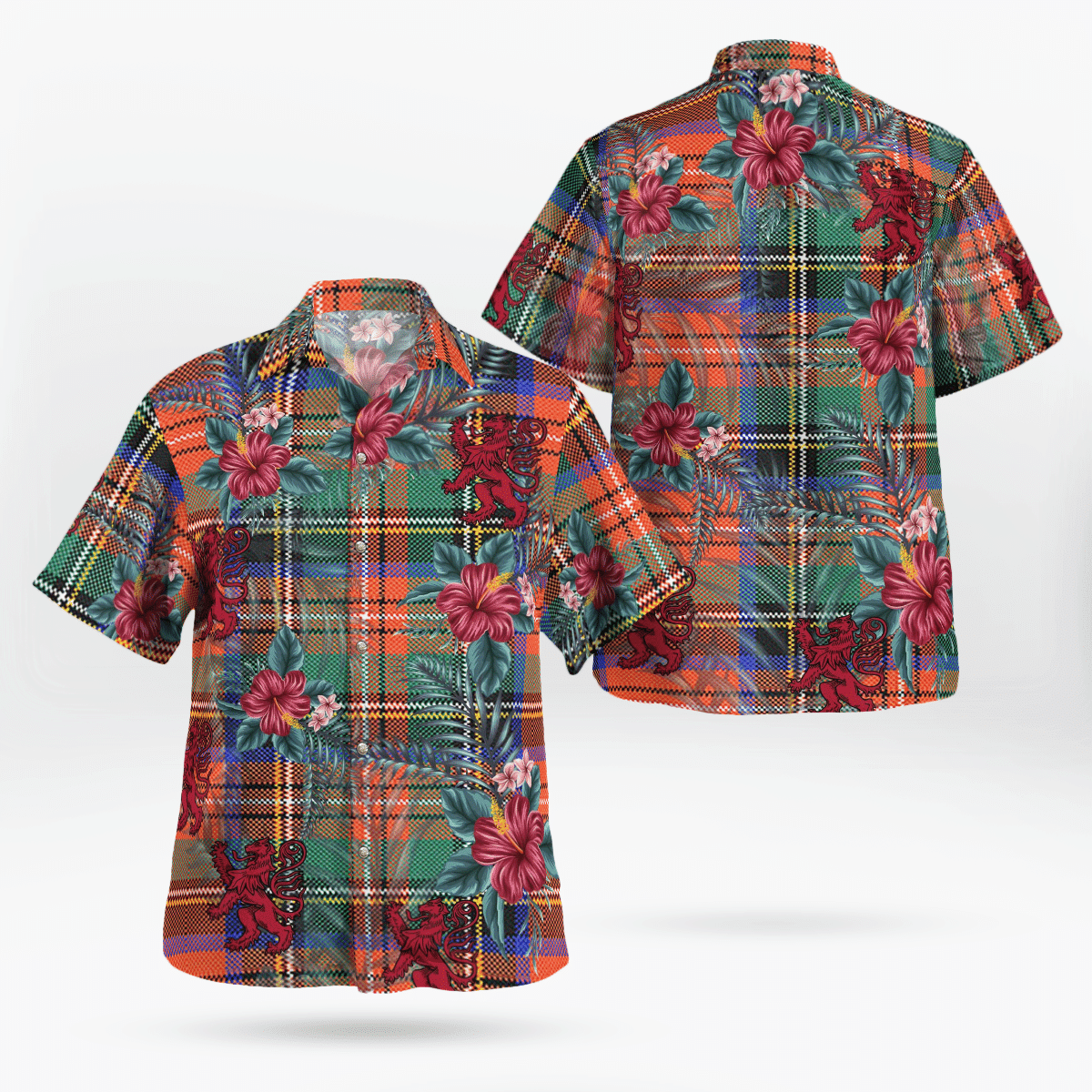 Clan Stewart Royal Ancient Tartan Scottish Lion Hawaiian Shirt WY18 Stewart Royal Ancient Tartan Tartan Hawaii Shirt   