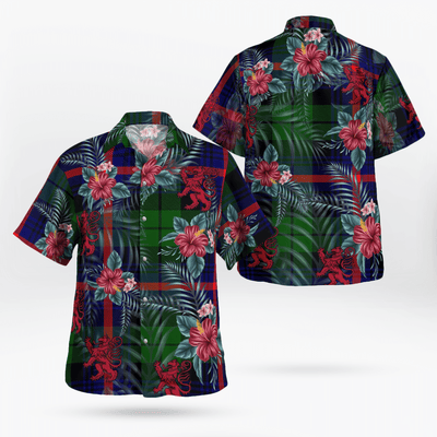 Clan Urquhart Modern Tartan Scottish Lion Hawaiian Shirt WZ27