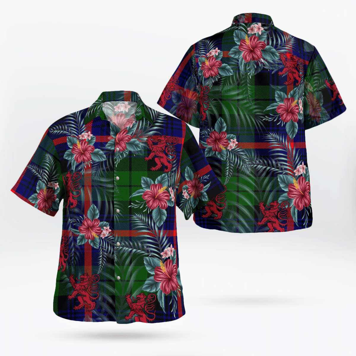 Clan Urquhart Modern Tartan Scottish Lion Hawaiian Shirt WZ27 Urquhart Modern Tartan Tartan Hawaii Shirt   