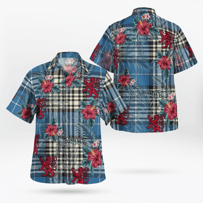 Clan Napier Ancient Tartan Scottish Lion Hawaiian Shirt