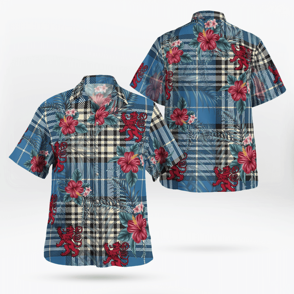 Clan Napier Ancient Tartan Scottish Lion Hawaiian Shirt DU31 Napier Ancient Tartan Tartan Hawaii Shirt   
