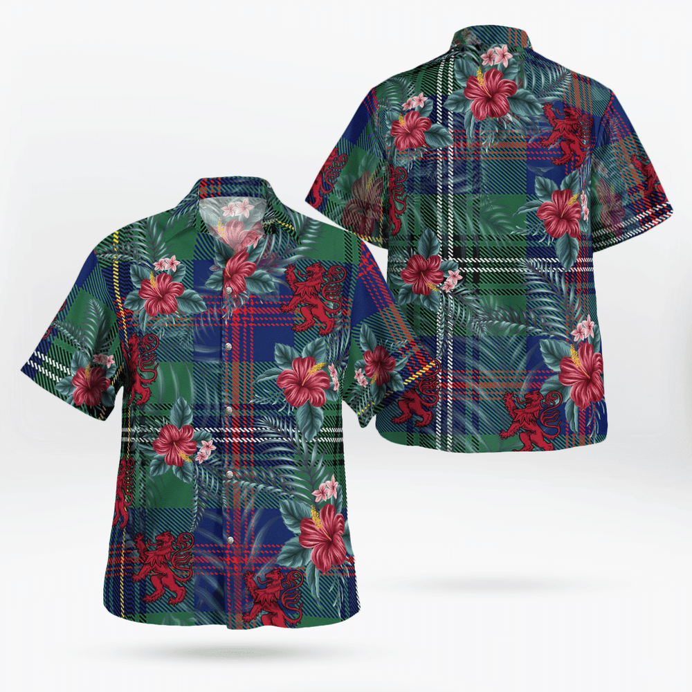 Clan Wood Modern Tartan Scottish Lion Hawaiian Shirt DO82 Wood Modern Tartan Tartan Hawaii Shirt   