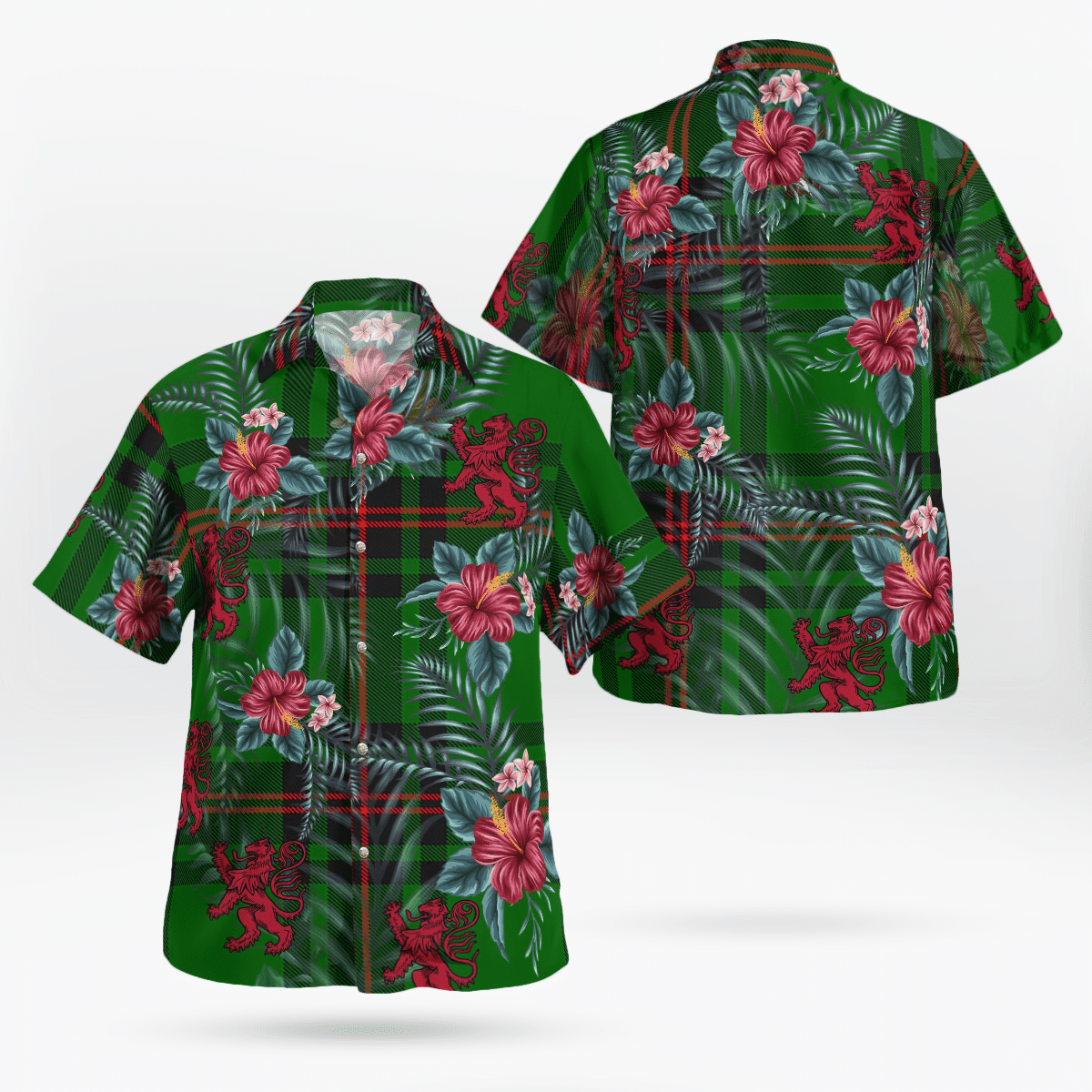 Clan Primrose (Fife) Tartan Scottish Lion Hawaiian Shirt QK61 Primrose (Fife) Tartan Tartan Hawaii Shirt   