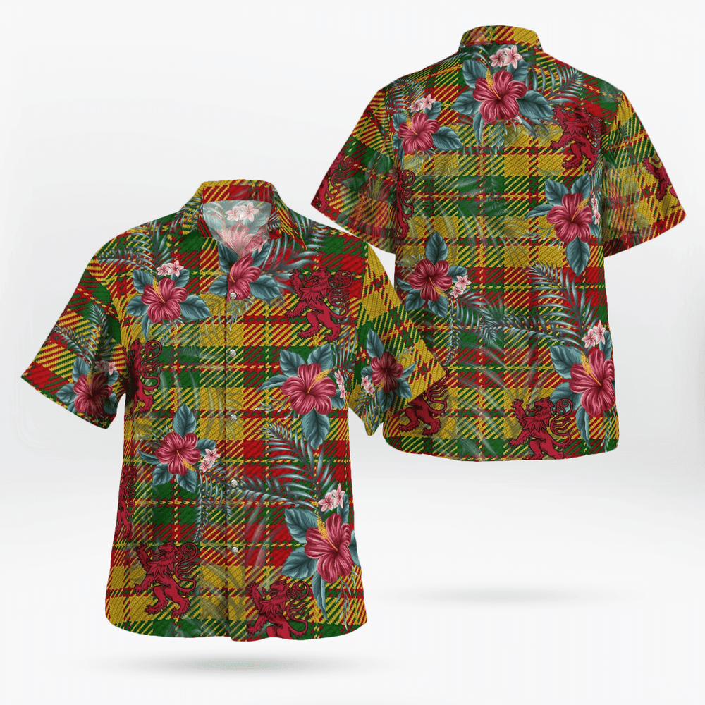 Clan Strathearn Modern Tartan Scottish Lion Hawaiian Shirt CW27 Strathearn Modern Tartan Tartan Hawaii Shirt   
