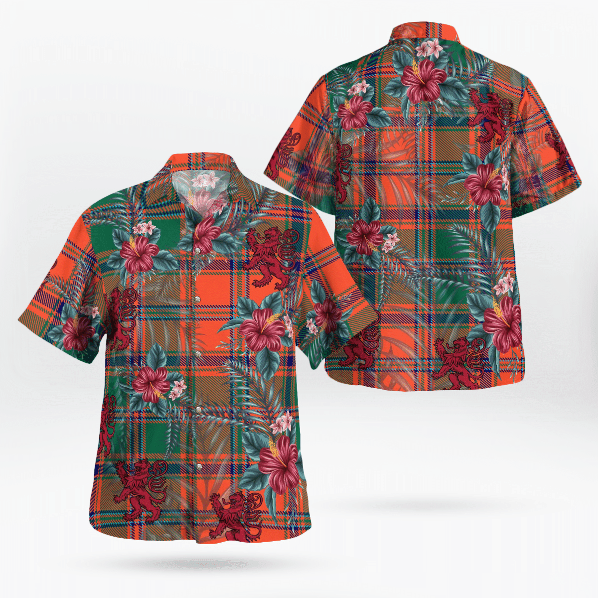 Clan Stewart of Appin Ancient Tartan Scottish Lion Hawaiian Shirt OB82 Stewart of Appin Ancient Tartan Tartan Hawaii Shirt   