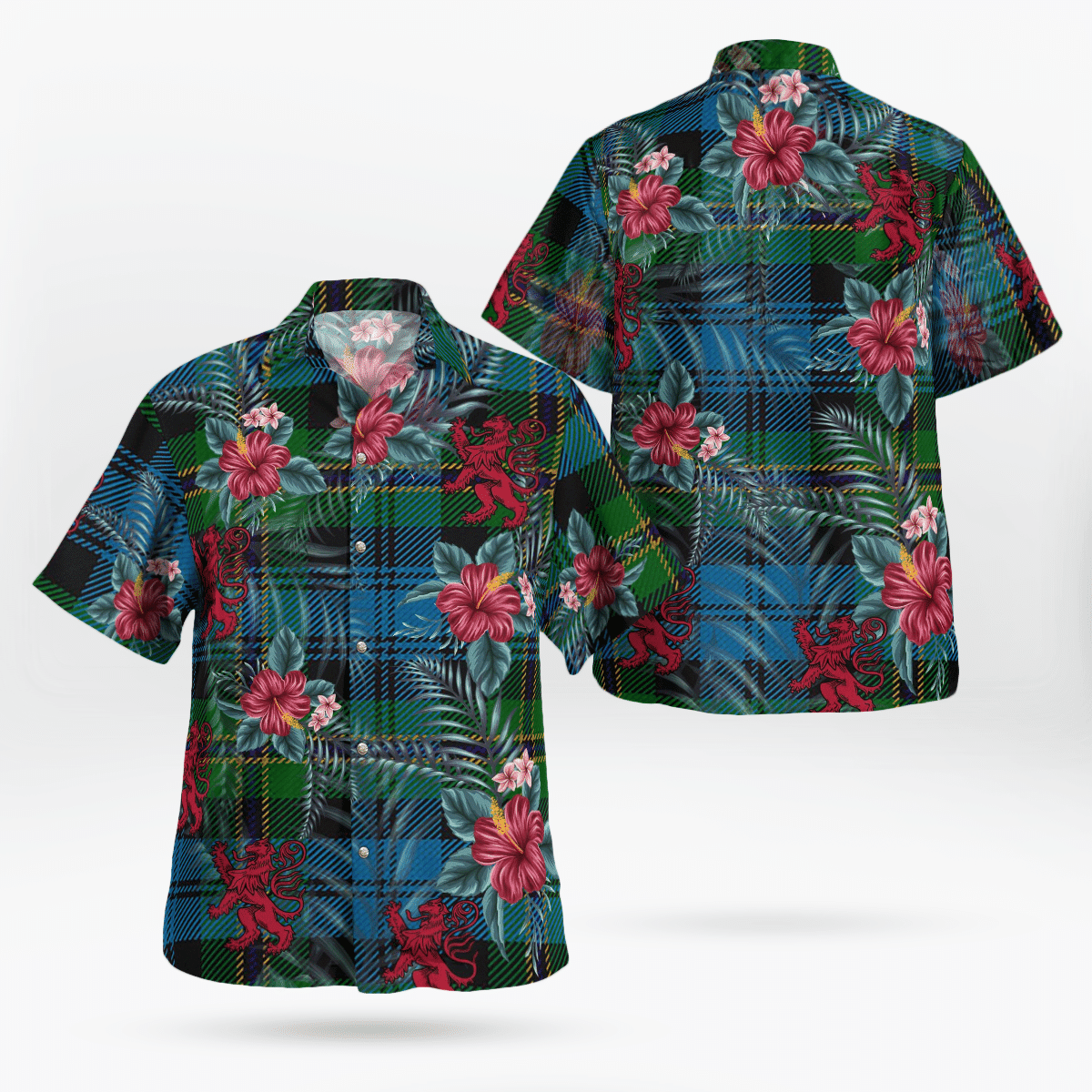 Clan Polaris Military Tartan Scottish Lion Hawaiian Shirt RL32 Polaris Military Tartan Tartan Hawaii Shirt   