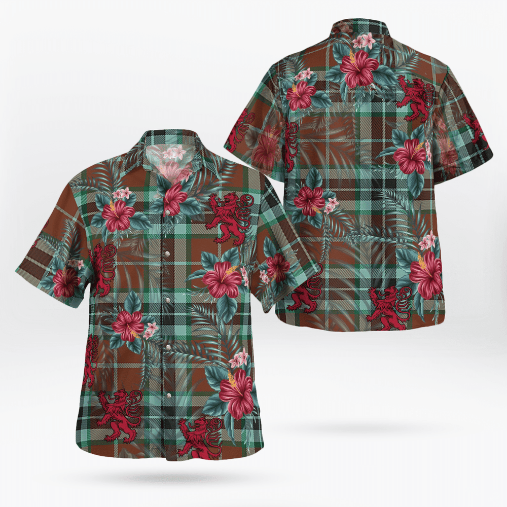 Clan Thomson Hunting Modern Tartan Scottish Lion Hawaiian Shirt IN50 Thomson Hunting Modern Tartan Tartan Hawaii Shirt   