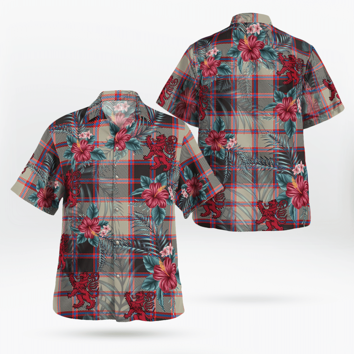 Clan MacPherson Hunting Ancient Tartan Scottish Lion Hawaiian Shirt VF29 MacPherson Hunting Ancient Tartan Tartan Hawaii Shirt   