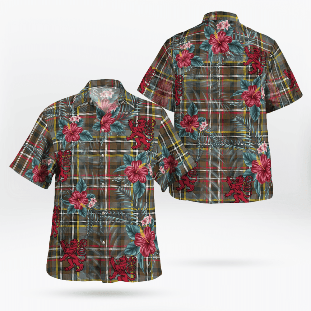 Clan Scott Green Weathered Tartan Scottish Lion Hawaiian Shirt OM83 Scott Green Weathered Tartan Tartan Hawaii Shirt   