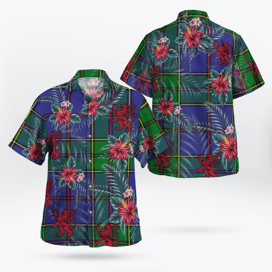 Clan Strachan Tartan Scottish Lion Hawaiian Shirt AW31 Strachan Tartan Tartan Hawaii Shirt   